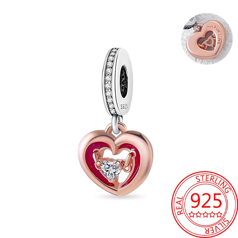 Koperen, echt roségouden, roze octopus, zomerschildpad, hartvormige hanger, geschikt voor originele armbanden, kettingen, armbanden voor meisjes