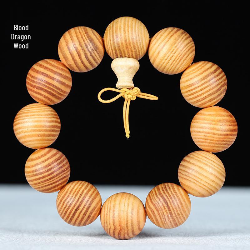 Men's Small-Leaf Red Sandalwood & Green Sandalwood Bracelet with Yellow Rosewood and Ebony Buddhist Beads 2.0".