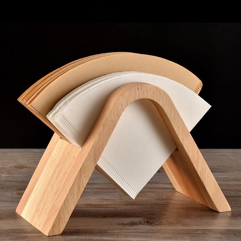 1Pc Wooden Coffee Filter Holder V60 Hand Drip Coffee Filter Paper Dispenser Storage Stand Coffee Accessories Filter Paper Holder