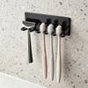 Soporte para Cepillos de Dientes de Pared 5 Ranuras Organizador Autoadhesivo Resistente al Óxido Baño