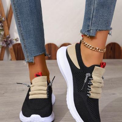 Mesh Breathable Casual Single Shoes Women'S Large Size Color Matching Fashion Foot Sports Shoes