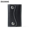 Genuine Leather Key Case & Card Holder with Snap Button - Large Capacity, Multi-Functional Vegetable Tanned Cowhide Storage Bag