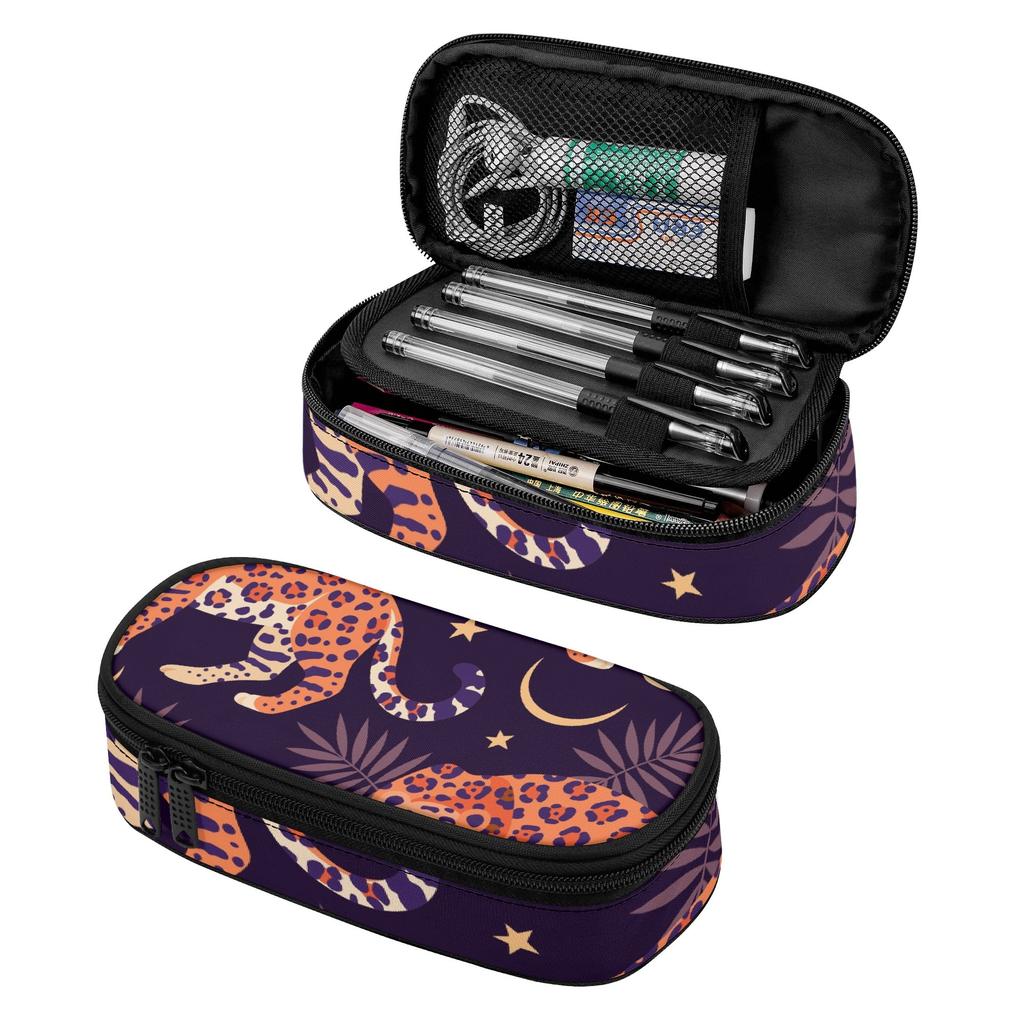 Pencil Bag Simple Design 300D Polyester Smooth Zipper with Main Pocket Mesh Layer and Removable Pen Divider for Boys Girls