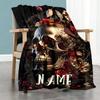 Golden Skull Rose Personalized Name Blanket Cozy Personalized Blanket Soft Warm Cozy Great for Office Nap Sofa Picnics for All Occasions