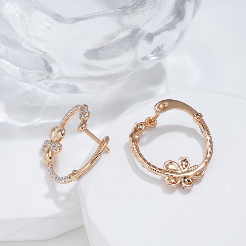 Elegante blomst Zircon Large Hoop øredobber for kvinner Mote Party Bryllup Luksus smykker