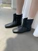 Sheepskin Version~ Design Sense Leather Wide Tube Western Boots Women's Retro Hollow Boots Breathable Inner Height Increasing Short Boots Net Boots