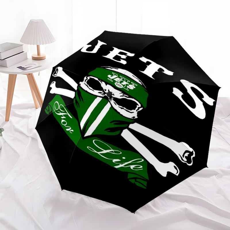 Printed New York Jets logo Folding Umbrella,Outdoor,Leisure,And Travel Umbrella,Durable Umbrella Fabric,Birthday And Holiday Gift