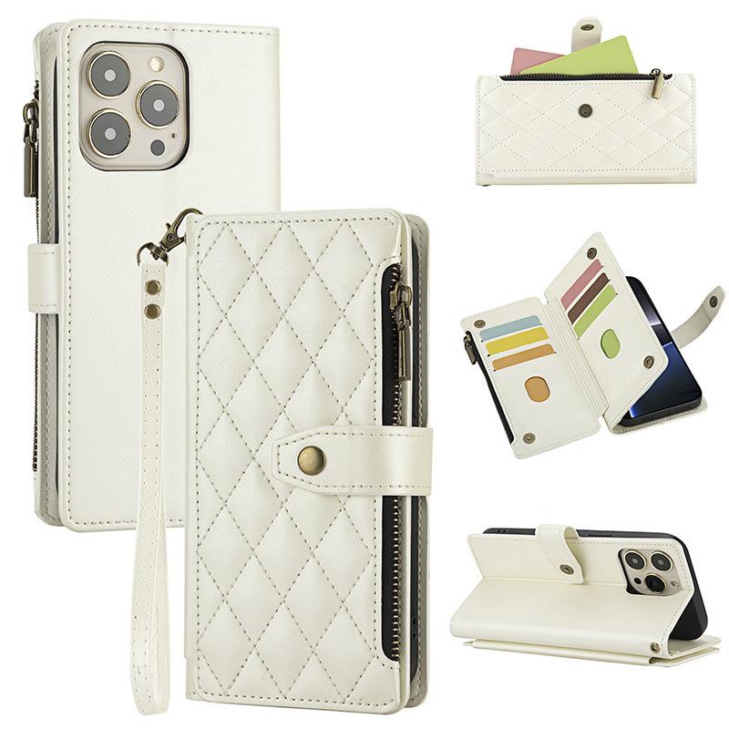 Fashion Retro Mobile Phone Protective Case Is Suitable for Apple 17promax Embroidered Zipper Card Slot Mobile Phone Case.