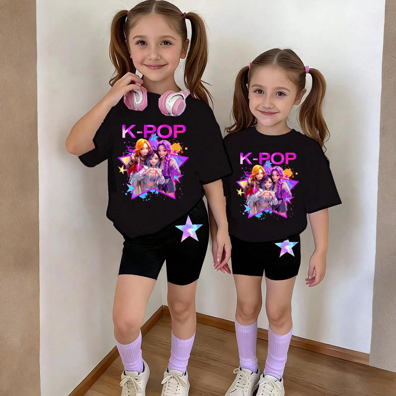 

Infant Newborn Baby Girls Boys Loose Print T-shirt+Pants Print Outfits Set 100 чёрный