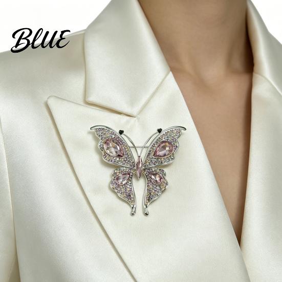 Long-lasting Brooch Women Butterfly Shape Dazzling Rhinestone Inlays Suit Lapel