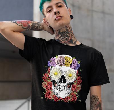 Flower , Skull Roses , Flower Skull Unisex T-shirt