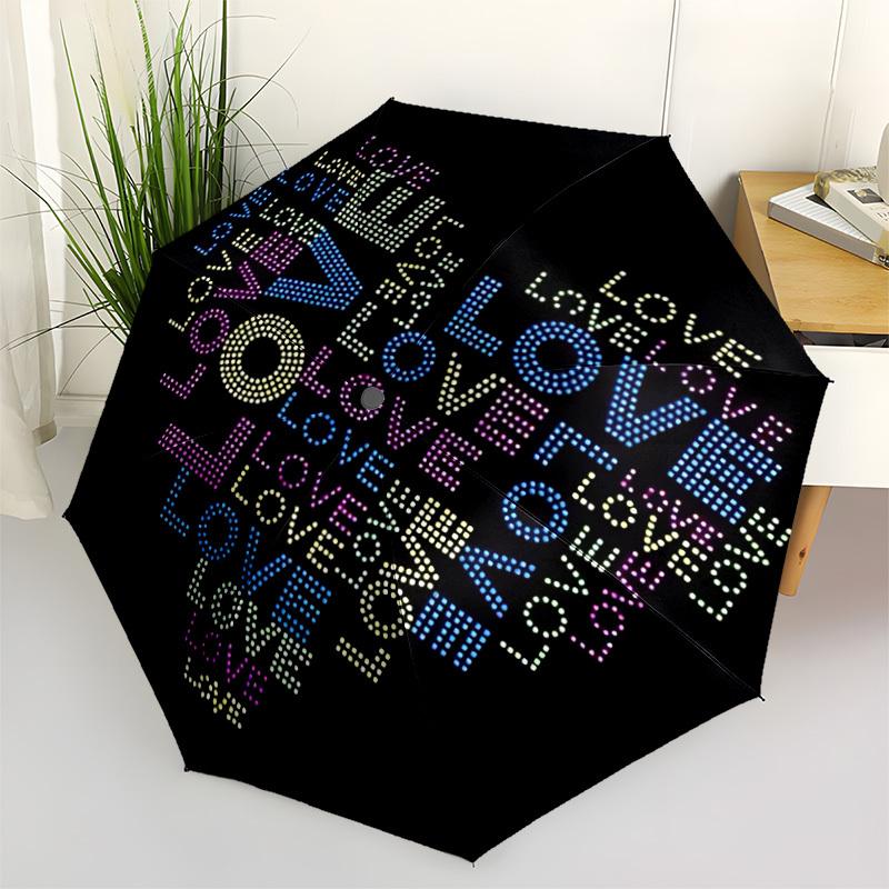 1pc Love Joy Automatic Folding Umbrella with 8-Rib Windproof Design, Portable Foldable Sunshade Umbrella For Halloween 080