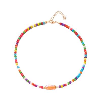 Graceful Bohemian Beaded Necklace Featuring Ceramic Fish Charm Lightweight Collarbone Jewelry For Women