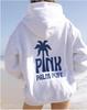 Women's Hooded Long Sleeve Drop Shoulder Pullover Sweatshirt Palm Tree "PINK PALM PUFF" Back Letter Print Casual Hoodie