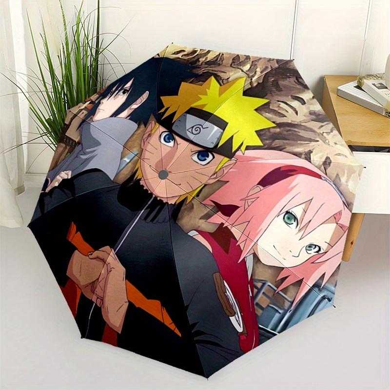 1pc Naruto, Sasuke & Sakura: Anime Characters Automatic Opening Umbrella - Portable 3-Fold Design with Iron Frame - Outdoor, for Fans, Travelers,