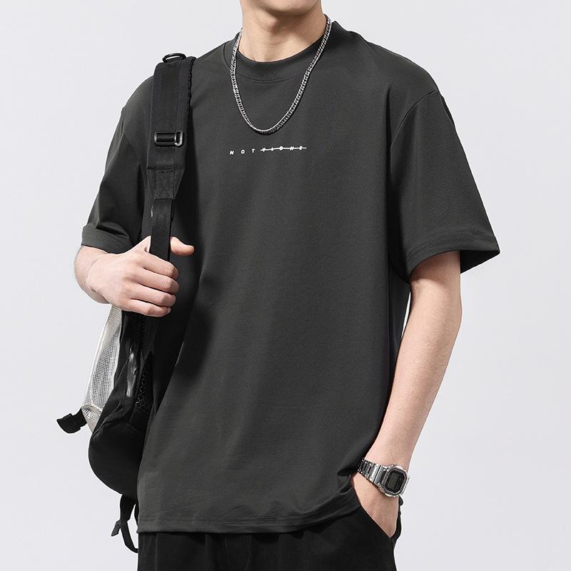 230g Comfortable Mesh Loose Round Neck Short-sleeved T-shirt for Men
