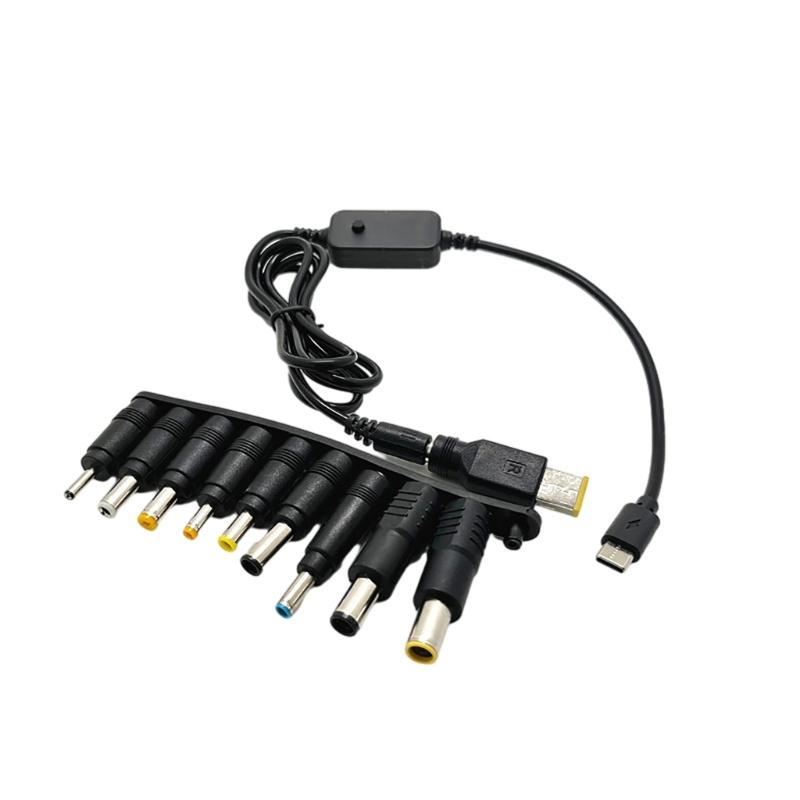 UsbC TypeC toDC 5V-20V PD Male Power Cable with DC7450 DC5525 DC4530 10PCS Converter Adapter Line for LCD Monitors