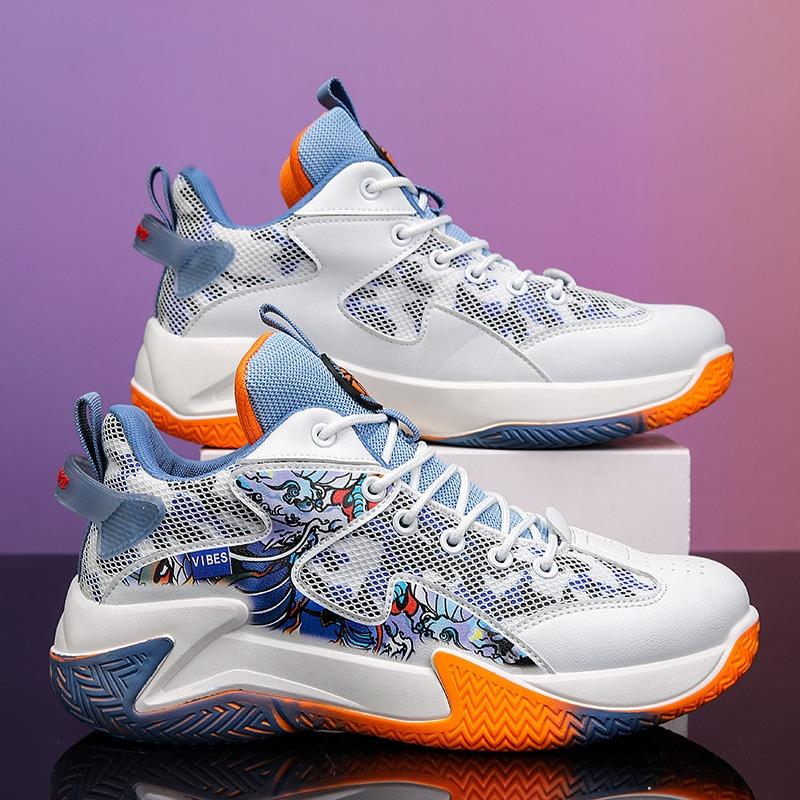 Basketball shoes new summer mesh breathable actual combat sneakers shock absorption, non-slip and wear-resistant casual sports shoes men's