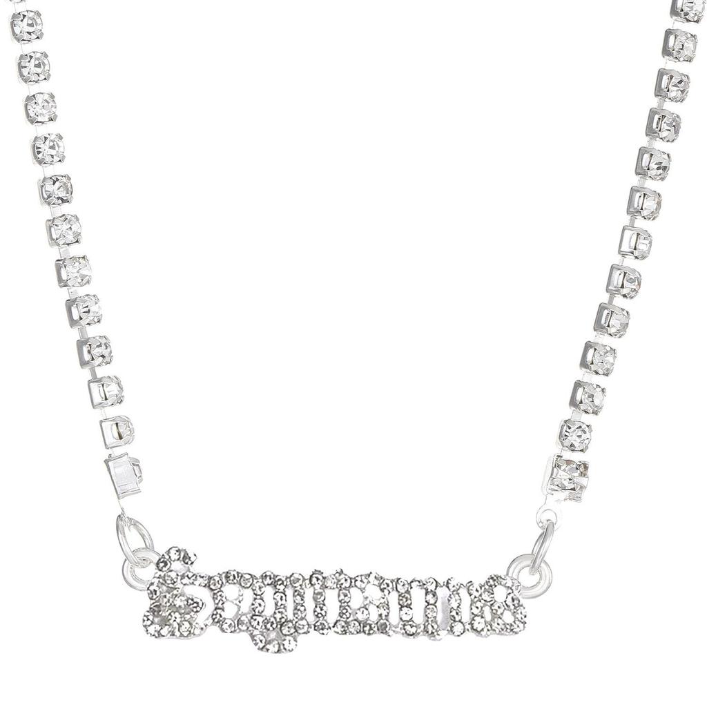 Fashion Twelve Zodiac Super Flash Rhinestone Inlay Necklace Sweater Chain Pendant