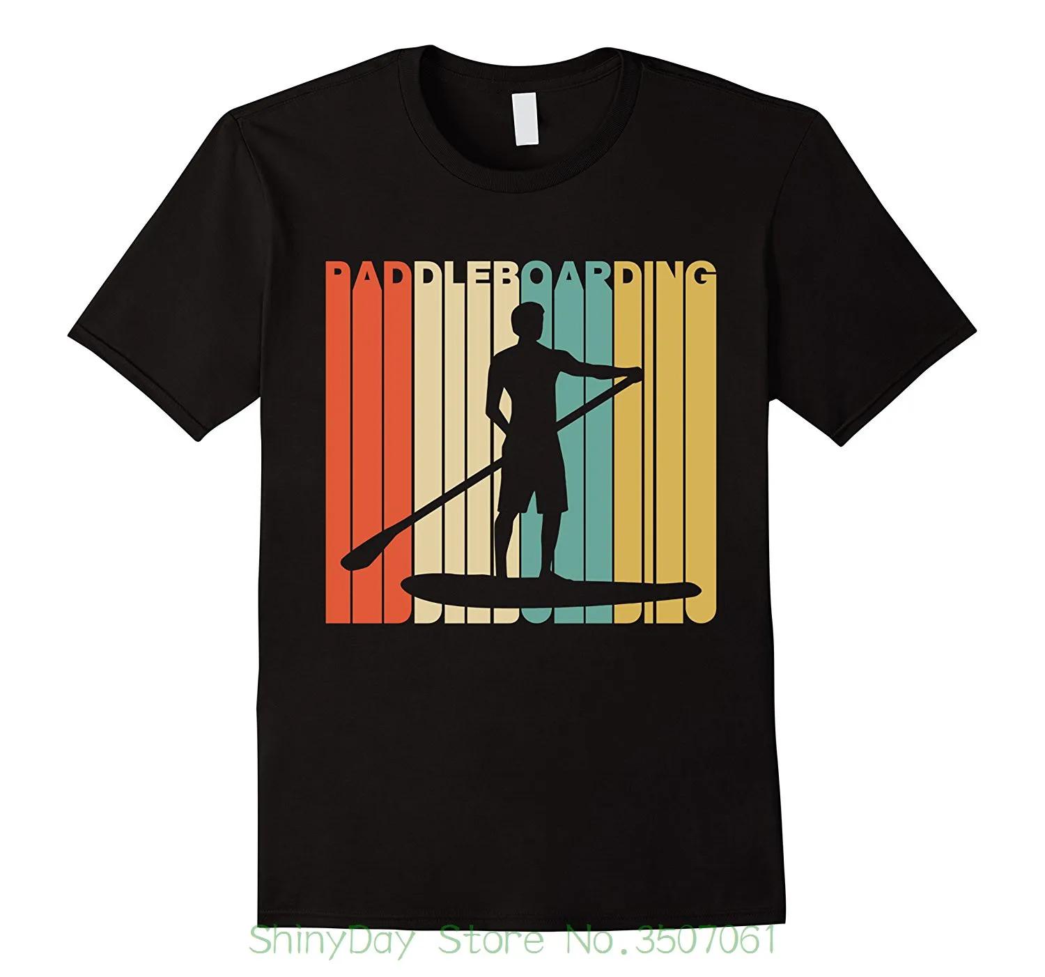 Vintage Paddleboarding Silhouette TShirt 100 Cotton ONeck Summer Short Sleeve Casual Mens Tshirt Size S3XL S