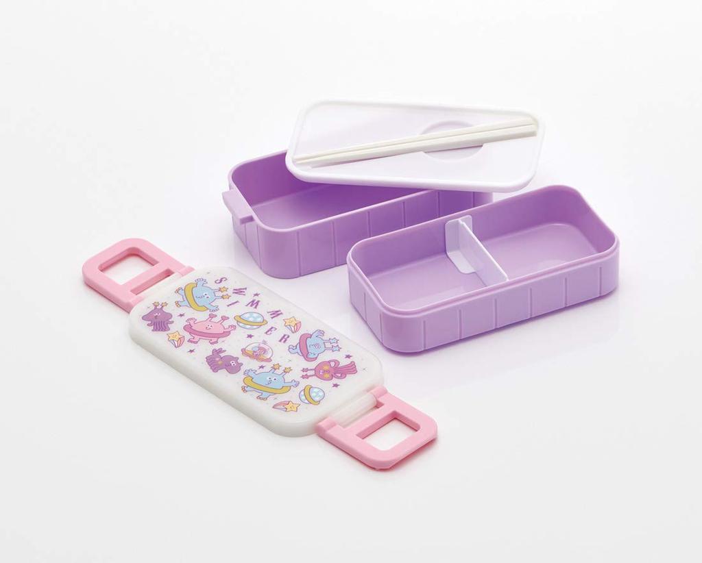 Skater Lunch Made in YZW3 Two-Tier Box, 600ml, Swimmer/Space Boy, Japan,