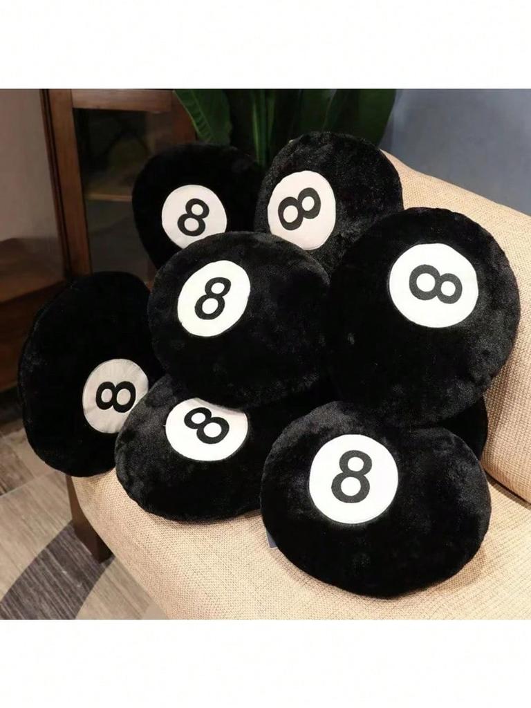 1pc Decorative Billiard 8 Ball Pillow Soft Plush Throw Cushion For Home Pool Table