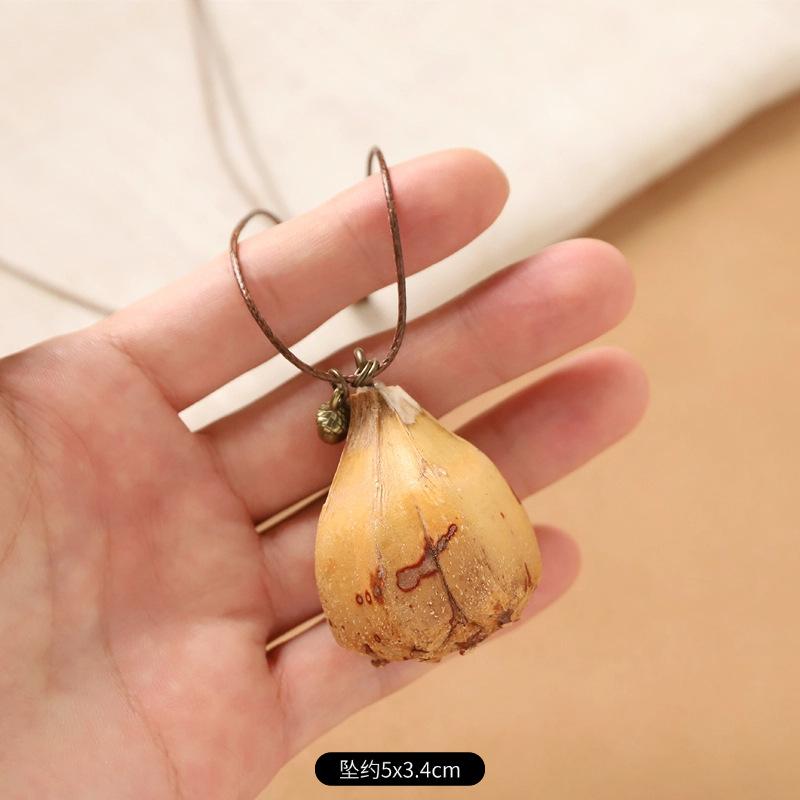 Female Acorn Pendant - Simple Long Sleeve Sweater Chain - Retro Knitted Necklace Accessory