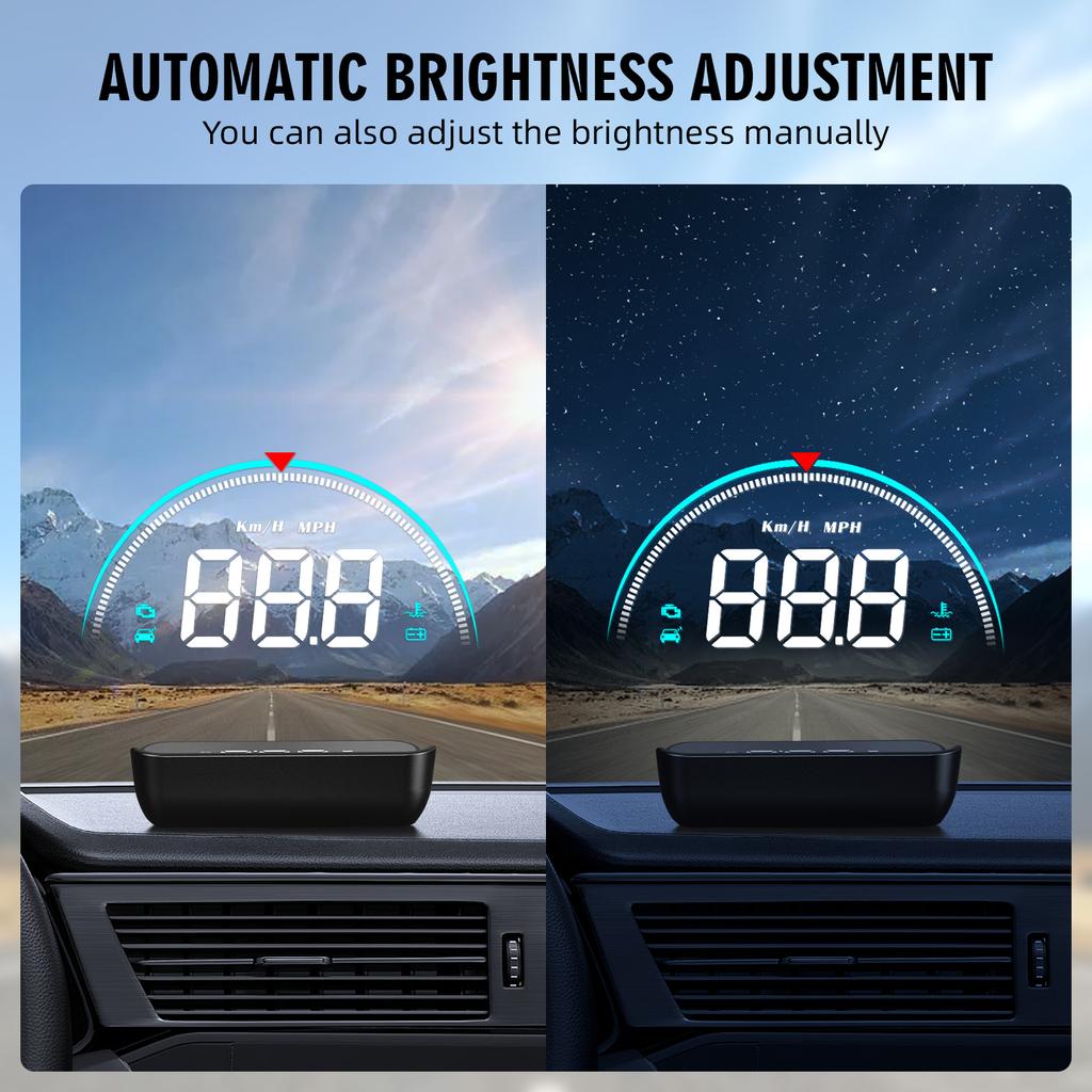 Car HUD Head Up Display OBD Speedometer Windshield Projector Smart Digital Water Temp Voltage Speed Meter With Overspeed Warning