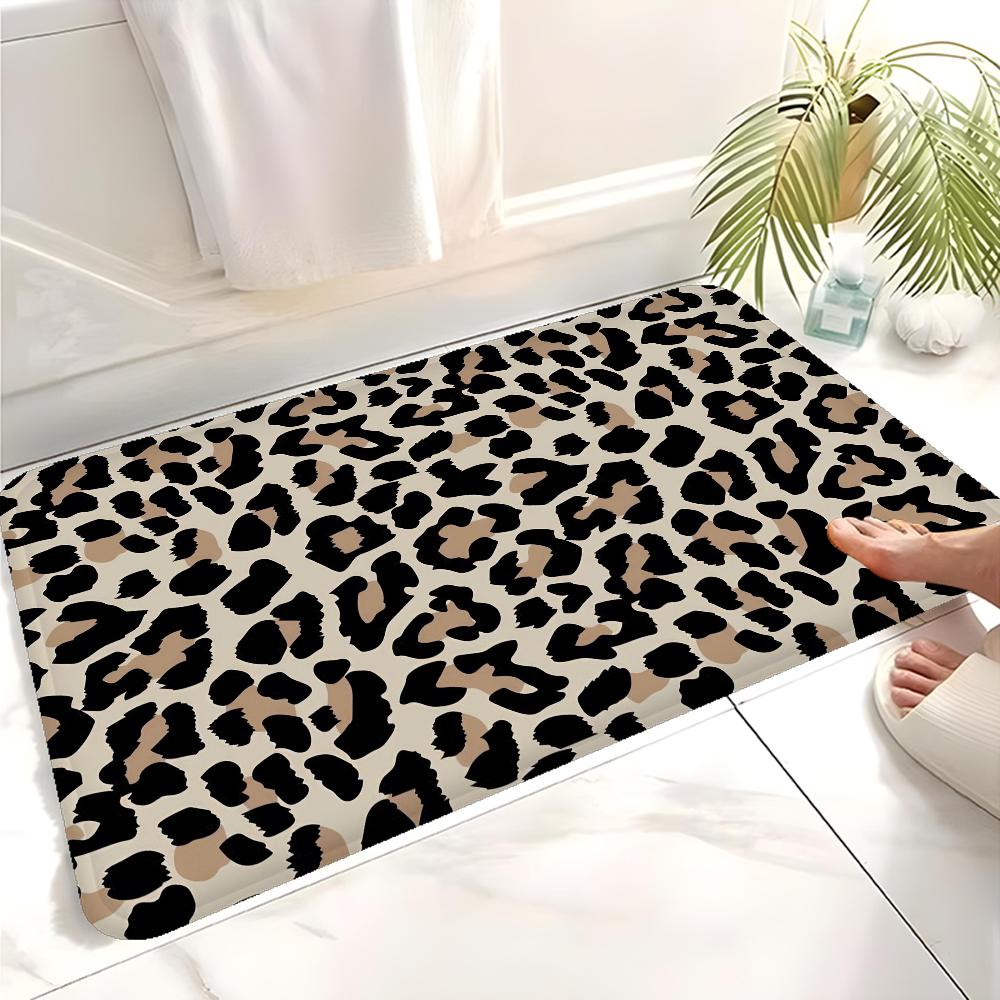 Badezimmermatte mit Leopardenmuster Kinderzimmer Schlafzimmer Dekoration Balkon Rutschfeste Fußmatte Wohnzimmer Bettvorleger