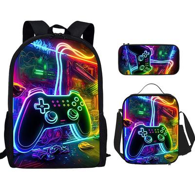 Console per Videogiochi, Zaino per Studenti, Set da Tre Pezzi D-Made, Astuccio, Zaino Stampato, Zaino