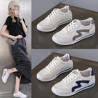 Damenschuhe, Damen Board Schuhe, Studentenschuhe, Weiße Schuhe, Niedrig geschnittene Schuhe mit runder Zehenpartie und Seidenband
