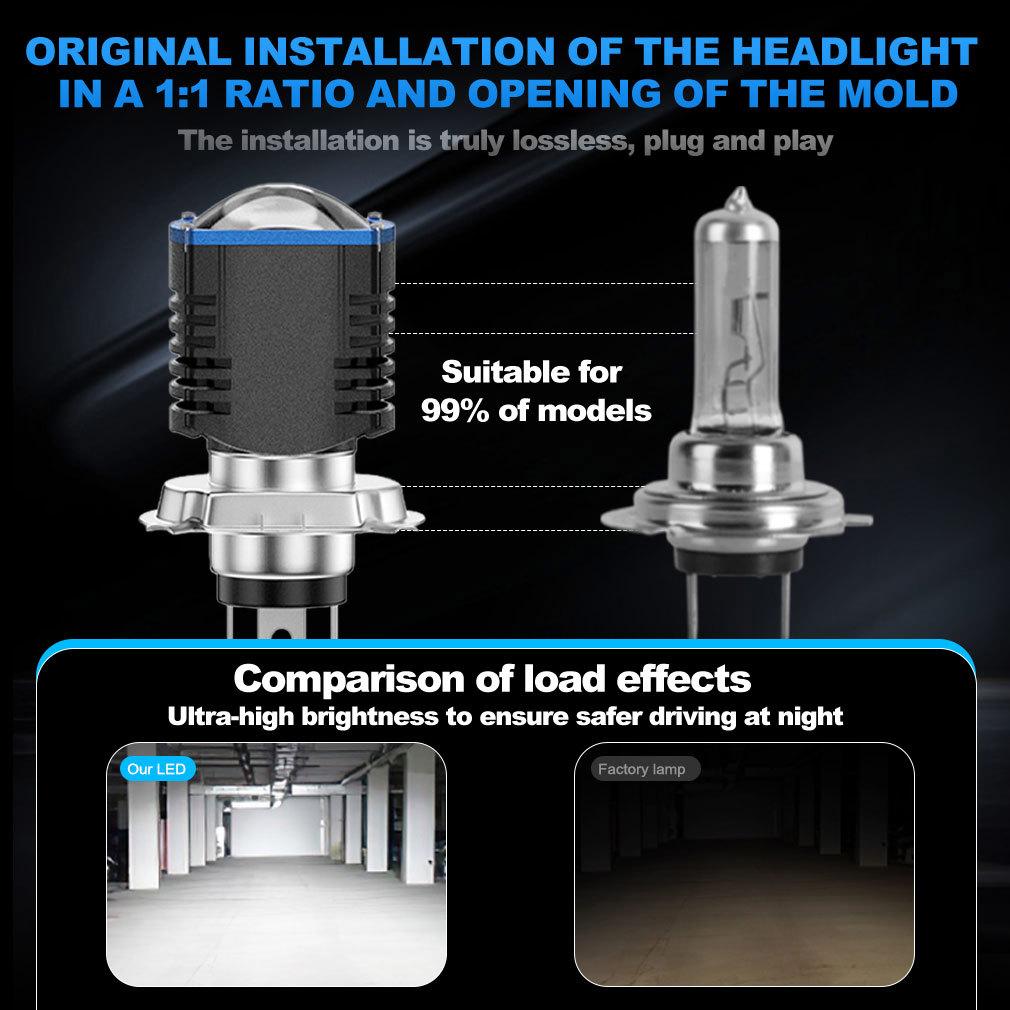 1Pc H4 LED Motorcycle Headlight Bulb 15000Lm BA20D H6 Hi Lo Beam Moto Light 3570 CSP Lens Dual Color White Yellow Scooter Fog Lamp 12V