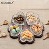 KEMORELA Glass Heart-Shaped Bowl Fruit Plate -Glass And Wood Fruit Snack Dessert Cake Plate Suitable for Family Parties Decorate