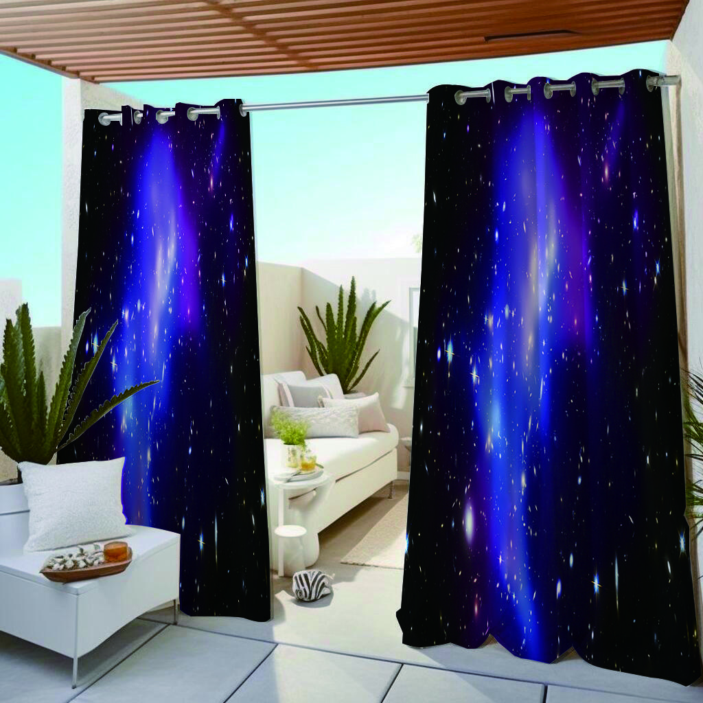 1pc Outdoor Waterproof Oil-proof Curtains,Modern Sunshade Colorful Galaxy Universery Sky Star Print Curtain For Living Room