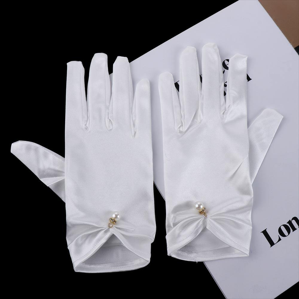 Five Finger For Girls Bridal Full Finger Gloves Women Wedding Gloves Korean Driving Mittens Pearl