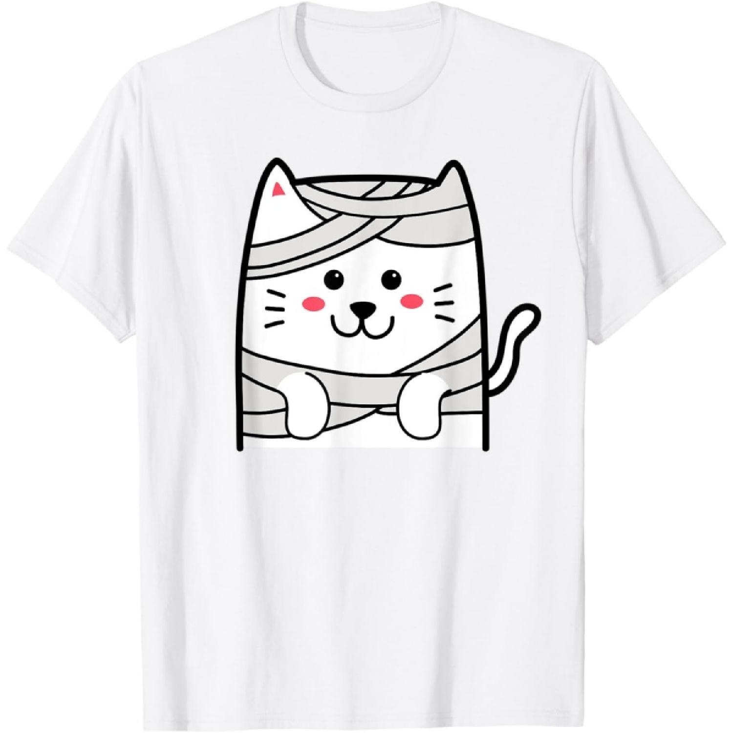 Cute Cat Egyptian Mummy Halloween Costume Funny Kitty Lover T-Shirt S