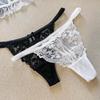 Sexy Low Rise Thong for Women - Lace Floral Embroidery Sheer Lingerie