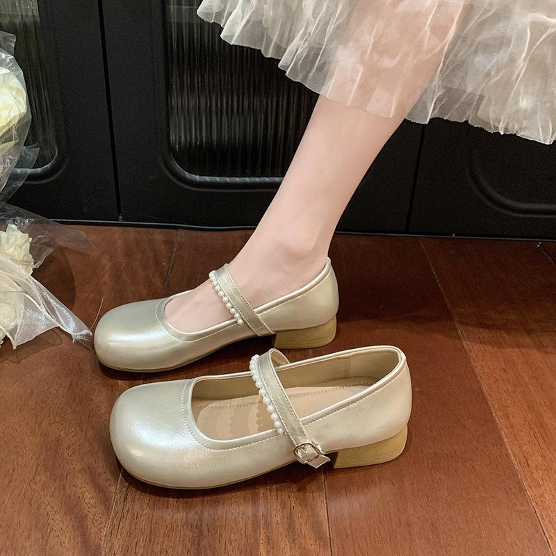 Evening Breeze Gentle Flat-soled Single Shoes Women's New Autumn Mary Jane Shoes with Skirts Soft-soled Beanie Shoes Women