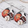 Cross-border new sports style ball earrings 2D flat acrylic creative football basketball football baseball earrings