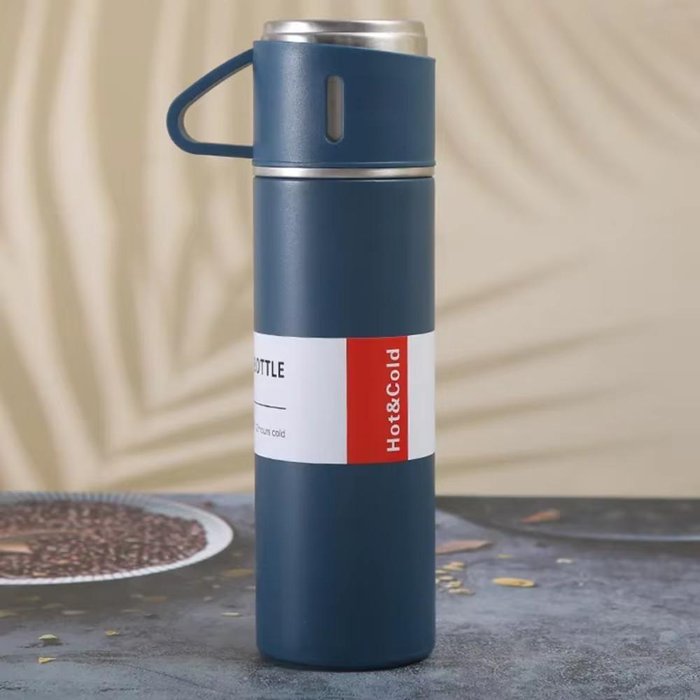 

Portable 304 Stainless Steel Vacuum Insulated Bottle Office Business Style Flask Carafe Coffee Mug 500ml Gift Set Thermos Cup синій