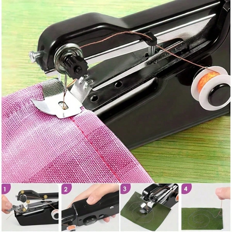 Mini ruční šicí stroj, rychlé šití přenosný šicí stroj, přenosný šicí stroj vhodný pro domácnost - bílá
