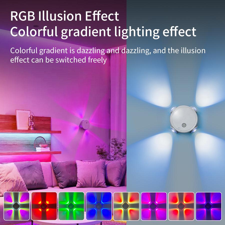 1PC RGB Rechargeable Cat Eye Ambient Light Motion Sensor Night Light Magnetic Wall Lamp for Bedroom Hallway Stairs Decor