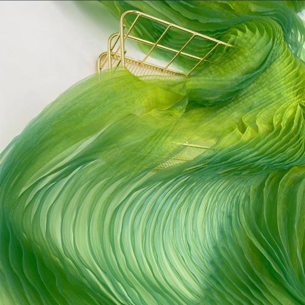 150cm X 1 Yard Organza Pleated Fabric Hardnet Texture Colorful Two-color DIY Clothing Fabric Handmade Pleated Pleated Decoration
