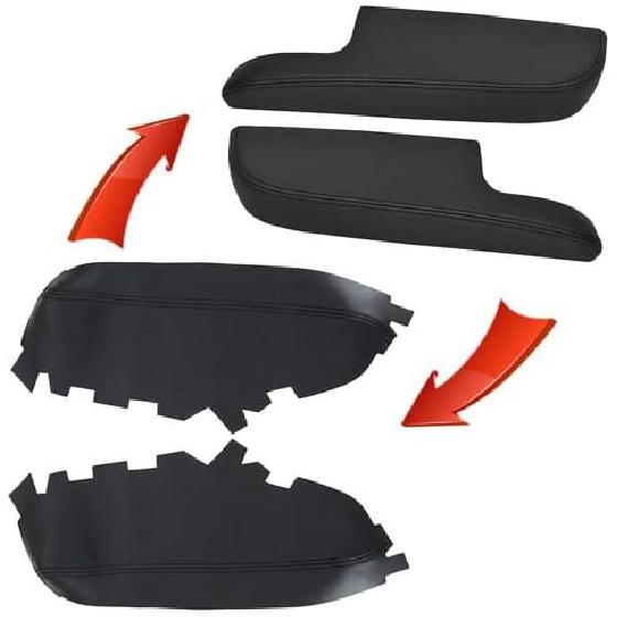 NLQR 2Pcs Front Door Panels Armrest Cover Leather Black Compatible with Toyota Avalon 2013 2014 2015 2016 2017 2018