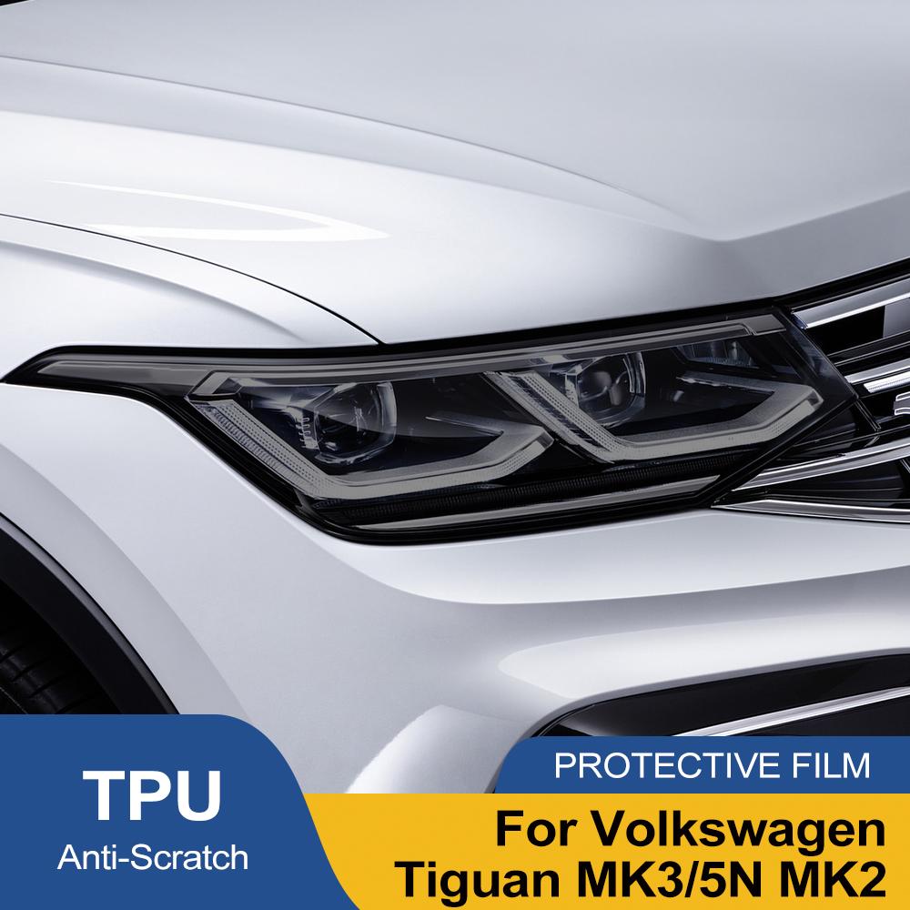 Smoke Black Pre Cut Car Headlight Protective Film For Volkswagen Tiguan MK3 5N MK2 Anti-Scratch High-Gloss Auto Vinyl Wrap Film