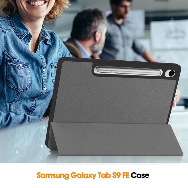 Coque For Samsung Tab S10 FE Case Magnetic PU Leather Fold Smart Cover For Galaxy Tab S9 FE / S10 FE 10.9 Case With Pen Holder