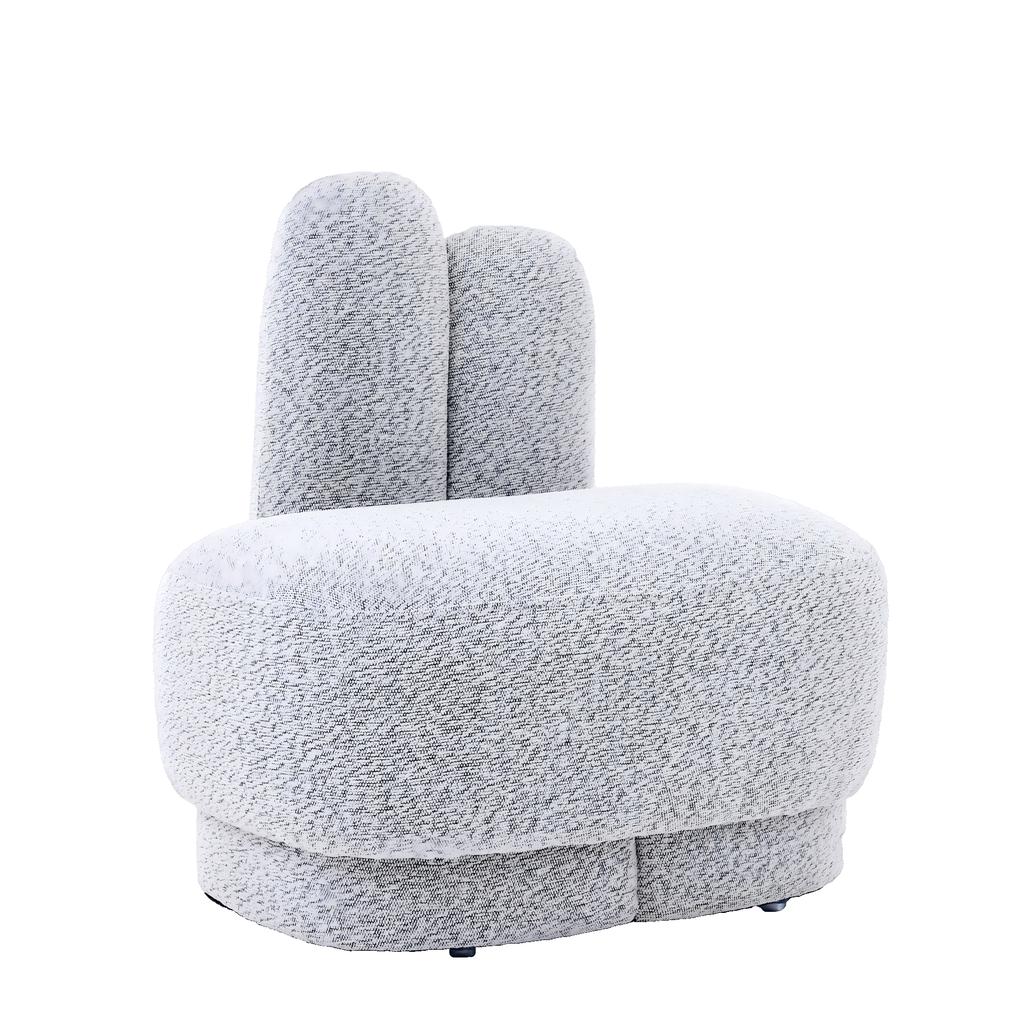Cozy Bunny-Ear Fabric Ottoman - Fixed Upholstered Stool with Cute Ears, No Storage, Not Removable