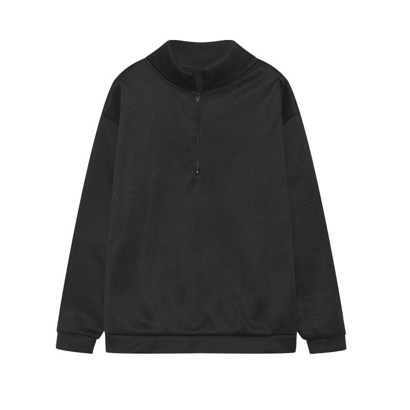 Women's Semi-Zip Loose Pullover Sweatshirt Casual Long Sleeve Hooded Top in Purple/Red/Black/White