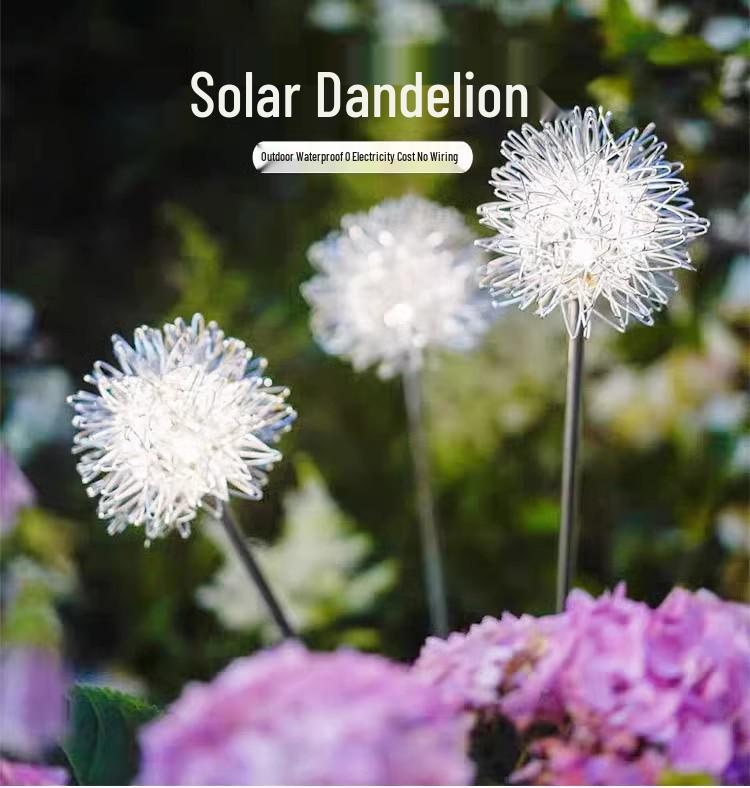 Solar Dandelion Lamp - Waterproof Outdoor Landscape Light with Ground Plug