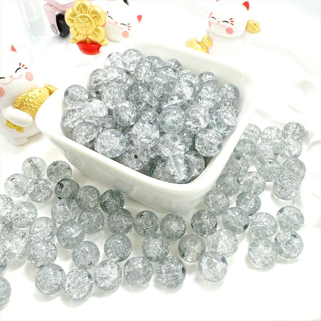 10mm Crackle Glass Round Beads, Loose Spacer Beads DIY Accessories for Bracelet Making 50pcs